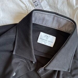 Jet Black Modern Fit Men's stretch dress shirt, Emanuel Berg